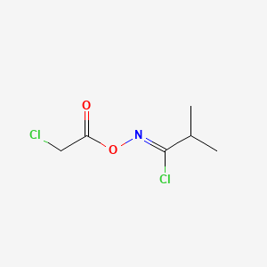 molecular formula C6H9Cl2NO2 B12719879 N-((Chloroacetyl)oxy)-2-methylpropanimidoyl chloride CAS No. 126794-91-0