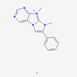 molecular formula C15H14IN5 B12719880 8,9-Dimethyl-7-phenyl-8H-imidazo(2,1-f)purinium iodide CAS No. 111983-59-6