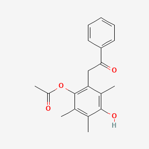 molecular formula C19H20O4 B12719889 Ethanone, 2-(2-(acetyloxy)-5-hydroxy-3,4,6-trimethylphenyl)-1-phenyl- CAS No. 85211-65-0