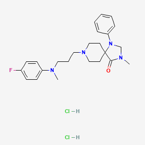 molecular formula C24H33Cl2FN4O B12719892 1,3,8-Triazaspiro(4.5)decan-4-one, 8-(3-(N-(p-fluorophenyl)-N-methylamino)propyl)-3-methyl-1-phenyl-, dihydrochloride CAS No. 102504-83-6