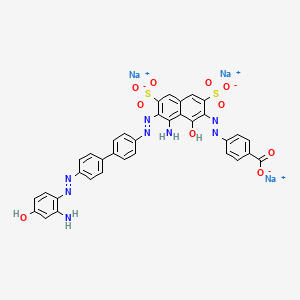 molecular formula C35H23N8Na3O10S2 B12719964 Trisodium 4-((8-amino-7-((4'-((2-amino-4-hydroxyphenyl)azo)(1,1'-biphenyl)-4-yl)azo)-1-hydroxy-3,6-disulphonato-2-naphthyl)azo)benzoate CAS No. 93803-39-5