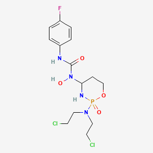 Urea, N-(2-(bis(2-chloroethyl)amino)tetrahydro-2H-1,3,2-oxazaphosphorin-4-yl)-N'-(4-fluorophenyl)-N-hydroxy-, P-oxide