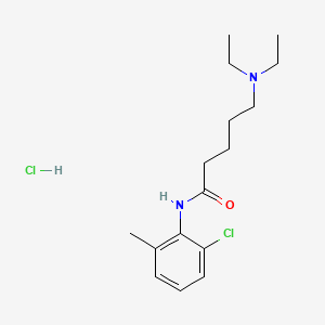 molecular formula C16H26Cl2N2O B12720014 o-Valerotoluidide, 6'-chloro-5-(diethylamino)-, hydrochloride CAS No. 102612-66-8