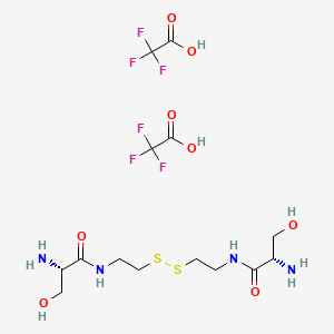 molecular formula C14H24F6N4O8S2 B12720022 N,N'-Bis(serinyl)cystamine bis(trifluoroacetate) CAS No. 147529-88-2