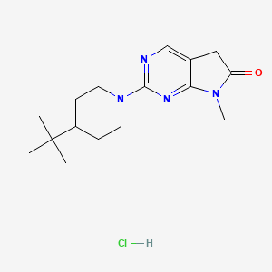 molecular formula C16H25ClN4O B12720056 6H-Pyrrolo(2,3-d)pyrimidin-6-one, 5,7-dihydro-2-(4-(1,1-dimethylethyl)-1-piperidinyl)-7-methyl-, monohydrochloride CAS No. 122113-19-3