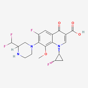 molecular formula C19H19F4N3O4 B12720062 3-Quinolinecarboxylic acid, 7-(3-(difluoromethyl)-1-piperazinyl)-6-fluoro-1-((1R,2S)-2-fluorocyclopropyl)-1,4-dihydro-8-methoxy-4-oxo- CAS No. 354812-24-1