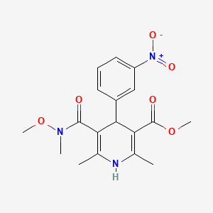 molecular formula C18H21N3O6 B12720069 3-Pyridinecarboxylic acid, 1,4-dihydro-2,6-dimethyl-5-((methoxymethylamino)carbonyl)-4-(3-nitrophenyl)-, methyl ester CAS No. 133147-16-7