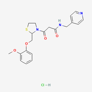 3-[2-[(2-methoxyphenoxy)methyl]-1,3-thiazolidin-3-yl]-3-oxo-N-(pyridin-4-ylmethyl)propanamide;hydrochloride