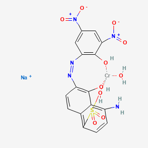 molecular formula C16H13CrN5NaO10S+ B12720238 Sodium (4-amino-5-hydroxy-6-((2-hydroxy-3,5-dinitrophenyl)azo)naphthalene-1-sulphonato(3-))hydroxychromate(1-) CAS No. 94021-50-8