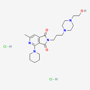 molecular formula C22H35Cl2N5O3 B12720417 1H-Pyrrolo(3,4-c)pyridine-1,3(2H)-dione, 2-(3-(4-(2-hydroxyethyl)-1-piperazinyl)propyl)-6-methyl-4-(1-piperidinyl)-, dihydrochloride CAS No. 173174-86-2