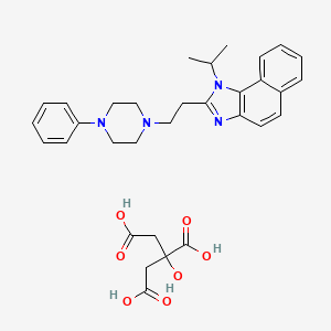 molecular formula C32H38N4O7 B12720503 2-hydroxypropane-1,2,3-tricarboxylic acid;2-[2-(4-phenylpiperazin-1-yl)ethyl]-1-propan-2-ylbenzo[e]benzimidazole CAS No. 110567-32-3