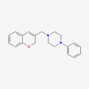 molecular formula C20H22N2O B12720584 Piperazine, 1-(2H-1-benzopyran-3-ylmethyl)-4-phenyl- CAS No. 83823-37-4