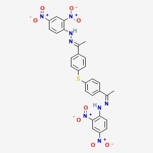 molecular formula C28H22N8O8S B12720605 1-(4-((4-(N-(2,4-Bis(hydroxy(oxido)amino)phenyl)ethanehydrazonoyl)phenyl)thio)phenyl)ethanone (2,4-bis(hydroxy(oxido)amino)phenyl)hydrazone CAS No. 7402-90-6