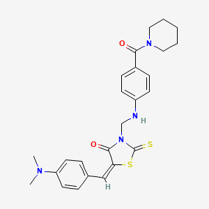 Piperidine, 1-(4-(((5-((4-(dimethylamino)phenyl)methylene)-4-oxo-2-thioxo-3-thiazolidinyl)methyl)amino)benzoyl)-