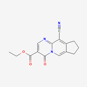 Cyclopenta(4,5)pyrido(1,2-a)pyrimidine-3-carboxylic acid, 4,7,8,9-tetrahydro-10-cyano-4-oxo-,ethyl ester