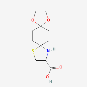 molecular formula C11H17NO4S B1272069 1,4-二氧杂-9-硫杂-12-氮杂螺[4.2.4.2]-十四烷-11-羧酸 CAS No. 1030253-98-5