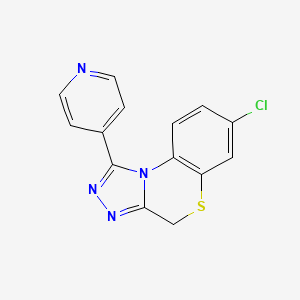 molecular formula C14H9ClN4S B12720773 7-Chloro-1-(4-pyridinyl)-4H-(1,2,4)triazolo(3,4-c)(1,4)benzothiazine CAS No. 93299-99-1