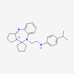 molecular formula C27H35N3 B12720793 Spiro(benzo(b)cyclopenta(e)(1,4)diazepine-10(9H),1'-cyclopentane)-9-ethanamine, 1,2,3,10a-tetrahydro-N-(4-(1-methylethyl)phenyl)- CAS No. 133308-04-0