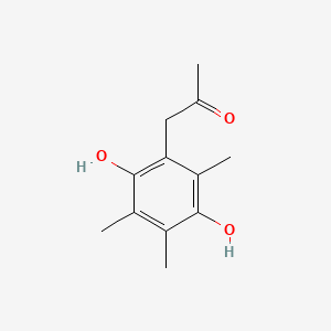 molecular formula C12H16O3 B12720806 2-Propanone, 1-(2,5-dihydroxy-3,4,6-trimethylphenyl)- CAS No. 85979-43-7