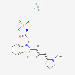 2-(3-(3-Ethylthiazolidin-2-ylidene)prop-1-enyl)-3-(2-((methylsulphonato)amino)-2-oxoethyl)benzothiazolium