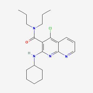 molecular formula C21H29ClN4O B12720945 1,8-Naphthyridine-3-carboxamide, 4-chloro-2-(cyclohexylamino)-N,N-dipropyl- CAS No. 156991-98-9