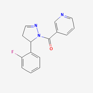 molecular formula C15H12FN3O B12720978 1-(3-Pyridylcarbonyl)-5-(2-fluorophenyl)-2-pyrazoline CAS No. 121306-66-9