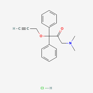 molecular formula C20H22ClNO2 B12720989 2-Propanone, 3-(dimethylamino)-1,1-diphenyl-1-(2-propynyloxy)-, hydrochloride CAS No. 85603-33-4