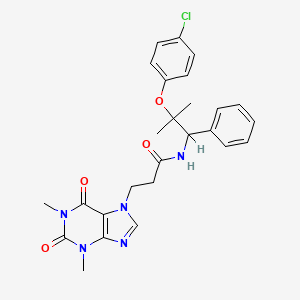 molecular formula C26H28ClN5O4 B12721028 7H-Purine-7-propanamide, 1,2,3,6-tetrahydro-N-(2-(4-chlorophenoxy)-2-methyl-1-phenylpropyl)-1,3-dimethyl-2,6-dioxo- CAS No. 131927-06-5