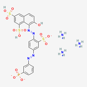 molecular formula C22H26N7O13PS3 B12721056 Triammonium hydrogen 7-hydroxy-8-((4-((m-phosphonatophenyl)azo)-2-sulphonatophenyl)azo)naphthalene-1,3-disulphonate CAS No. 83817-41-8