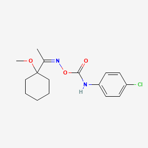 molecular formula C16H21ClN2O3 B12721079 1-(1-Methoxycyclohexyl)ethanone O-(((4-chlorophenyl)amino)carbonyl)oxime CAS No. 192658-26-7