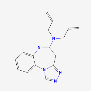 molecular formula C16H17N5 B12721084 4H-(1,2,4)Triazolo(4,3-a)(1,5)benzodiazepin-5-amine, N,N-di-2-propenyl- CAS No. 137731-10-3