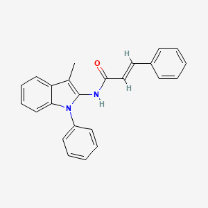 molecular formula C24H20N2O B12721090 5-(3-Methyl-1-phenyl-1H-indol-2-yl)-3-phenyl-2-propenamide CAS No. 138349-54-9