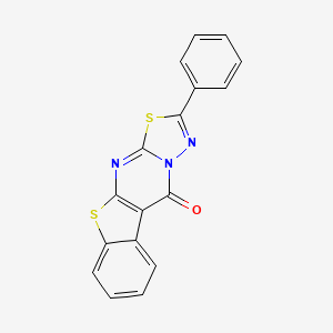 molecular formula C17H9N3OS2 B12721139 10H-(1)Benzothieno(2,3-d)-1,3,4-thiadiazolo(3,2-a)pyrimidin-10-one, 2-phenyl- CAS No. 110543-88-9