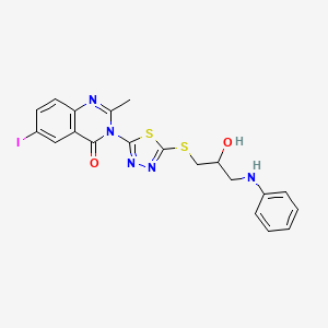 4(3H)-Quinazolinone, 3-(5-((2-hydroxy-3-(phenylamino)propyl)thio)-1,3,4-thiadiazol-2-yl)-6-iodo-2-methyl-