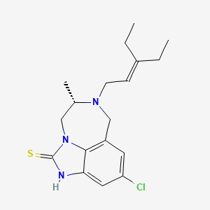 Imidazo(4,5,1-jk)(1,4)benzodiazepine-2(1H)-thione, 9-chloro-6-(3-ethyl-2-pentenyl)-4,5,6,7-tetrahydro-5-methyl-, (S)-