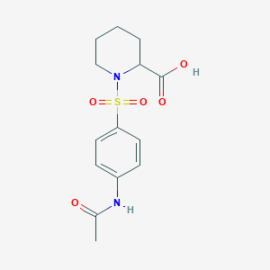 molecular formula C14H18N2O5S B1272120 1-[{[4-(乙酰氨基)苯基]磺酰基}哌啶-2-羧酸 CAS No. 474625-95-1