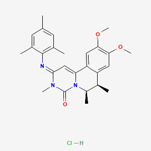 molecular formula C26H32ClN3O3 B12721253 4H-Pyrimido(6,1-a)isoquinolin-4-one, 2,3,6,7-tetrahydro-9,10-dimethoxy-3,6,7-trimethyl-2-((2,4,6-trimethylphenyl)imino)-, monohydrochloride, (6R-cis)- CAS No. 108589-77-1