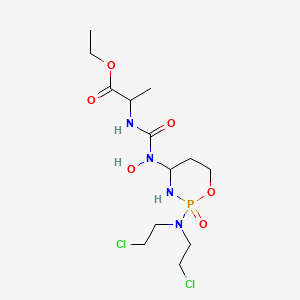 D,L-Alanine, N-(((2-(bis(2-chloroethyl)amino)tetrahydro-2H-1,3,2-oxazaphosphorin-4-yl)hydroxyamino)carbonyl)-, ethyl ester, P-oxide