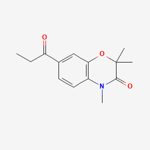 2H-1,4-Benzoxazin-3(4H)-one, 7-(1-oxopropyl)-2,2,4-trimethyl-