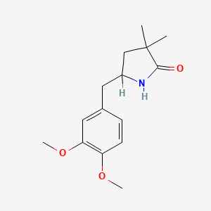 B12721943 5-((3,4-Dimethoxyphenyl)methyl)-3,3-dimethyl-2-pyrrolidinone CAS No. 97561-94-9