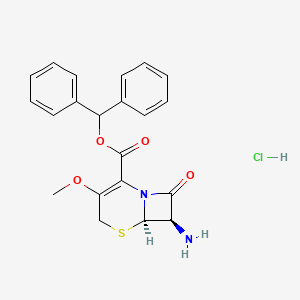 Diphenylmethyl (6R-trans)-7-amino-3-methoxy-8-oxo-5-thia-1-azabicyclo(4.2.0)oct-2-ene-2-carboxylate monohydrochloride