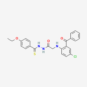 Glycine, N-(2-benzoyl-4-chlorophenyl)-, 2-((4-ethoxyphenyl)thioxomethyl)hydrazide