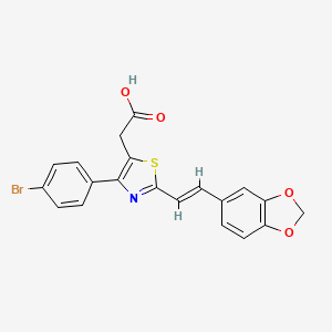 molecular formula C20H14BrNO4S B12722123 2-(2-(1,3-Benzodioxol-5-yl)ethenyl)-4-(4-bromophenyl)-5-thiazoleacetic acid CAS No. 116759-27-4