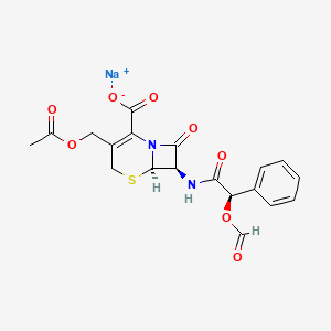 Sodium (6R-(6alpha,7beta(R*)))-3-(acetoxymethyl)-7-((formyloxy)phenylacetamido)-8-oxo-5-thia-1-azabicyclo(4.2.0)oct-2-ene-2-carboxylate