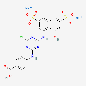 Disodium hydrogen 4-((4-chloro-6-((8-hydroxy-3,6-disulphonato-1-naphthyl)amino)-1,3,5-triazin-2-yl)amino)benzoate