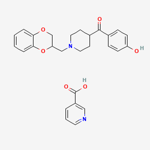 [1-(2,3-dihydro-1,4-benzodioxin-3-ylmethyl)piperidin-4-yl]-(4-hydroxyphenyl)methanone;pyridine-3-carboxylic acid