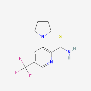 molecular formula C11H12F3N3S B1272234 3-(1-吡咯烷基)-5-(三氟甲基)吡啶-2-硫代氨基甲酰胺 CAS No. 257287-82-4