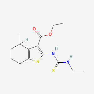 Benzo(b)thiophene-3-carboxylic acid, 4,5,6,7-tetrahydro-2-(((ethylamino)thioxomethyl)amino)-,4-methyl-, ethyl ester