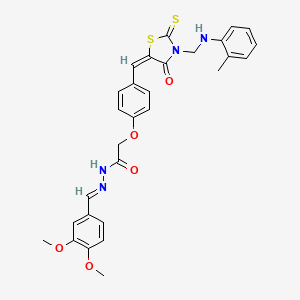 Acetic acid, (4-((3-(((methylphenyl)amino)methyl)-4-oxo-2-thioxo-5-thiazolidinylidene)methyl)phenoxy)-, ((3,4-dimethoxyphenyl)methylene)hydrazide