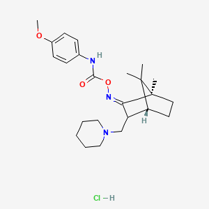 molecular formula C24H36ClN3O3 B12722451 d-3-(Piperidinomethyl)camphor O-(p-methoxycarbaniloyl)oxime hydrochloride CAS No. 97670-16-1